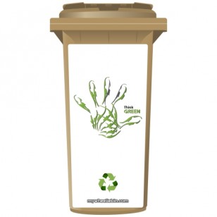 Think Green Recycle Handprint Wheelie Bin Sticker Panel